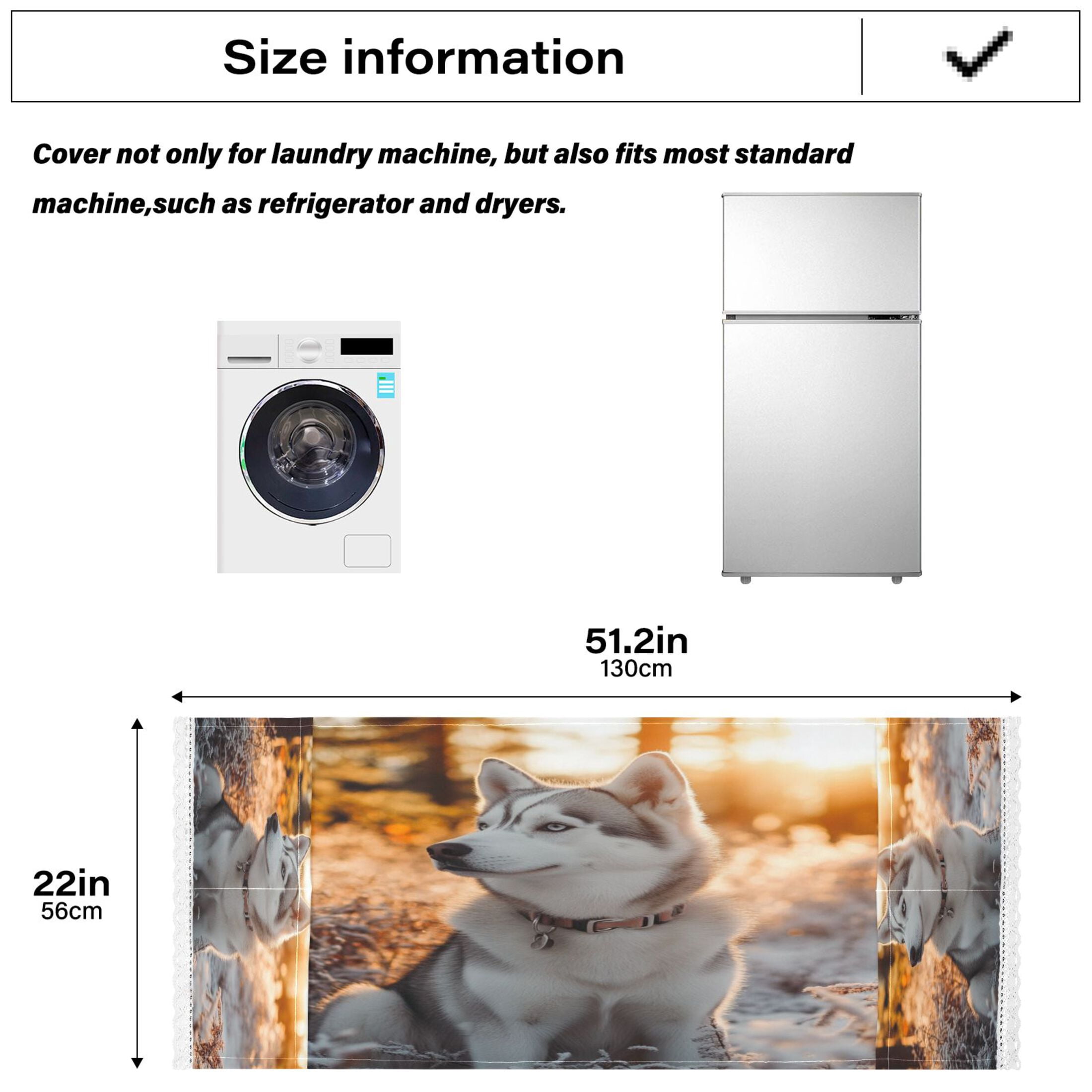 Outdoor Husky DogWasher and Dryer Covers Dust-Proof and Oil Resistant Fridge Cover with 4 Storage Pockets Washing Machine Top Cover for Laundry Kitchen Home 51.2 x 22 In