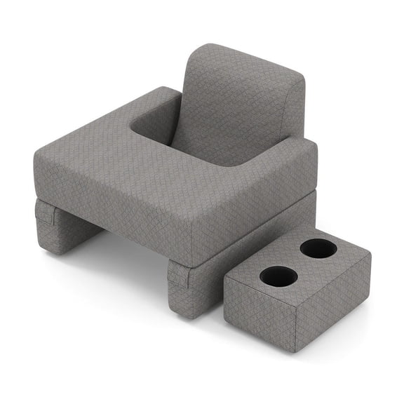 Reading Pillow Set, extra large lap desk, contoured back pillow, gray, 3-piece set