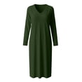 thumbnail image 7 of Lopecy-Sta Dresses for Women V-Neck Midi Shift Dress for Fall Loose Waist Casual Daily Wear, 7 of 7