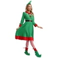 thumbnail image 5 of Zaldita Women Christmas Elf Suit Santa Helper Velvet Dress Xmas Holiday Party 7Pcs Outfits Green M, 5 of 7