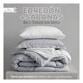 thumbnail image 2 of Set Edredón Individual + Funda De Almohada + Sábanas 5 Pzas Real Textil Gris - Blanco, 2 of 8