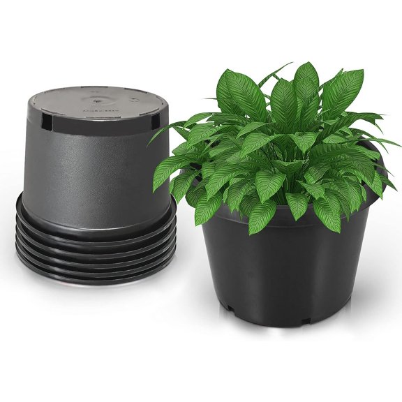 HOSTIC 5PCS 20gal Plastic Nursery Plant Container Garden Planter Pot Molding Basins