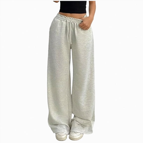 UAYOTSE Girl‘s Swearpants Low Rise High Elastic Waist Pants Baggy Wide Leg Casual Sweatpants,Sizes 9-10 Years