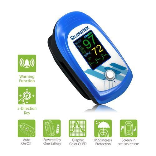 Fingertip Pulse Oximeter And Blood Oxygen Saturation Monitor With Led Display Walmart Com Walmart Com