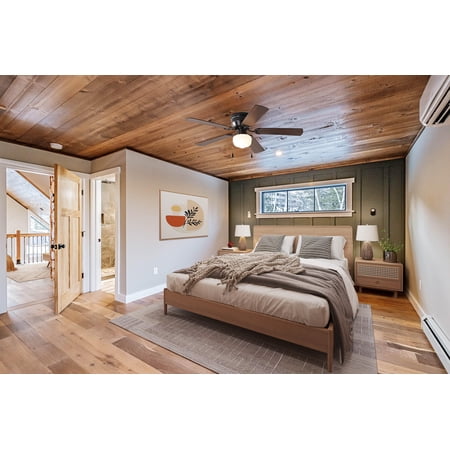 Mainstays 52 inch Hugger Indoor Ceiling Fan with Light Kit, Black, 5 Blades,, Reverse Airflow