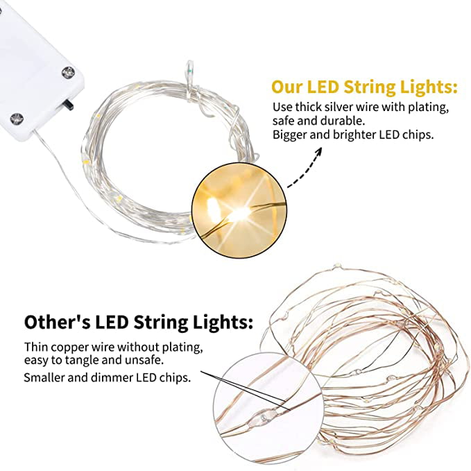 20 LED Battery Operated Silver Wire String Fairy Lights Various Colours Xmas 