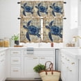 thumbnail image 3 of Sea Turtle Kitchen Curtains Valances and Tiers Set of 3 Vintage Retro Navy Blue Turtle Sheet Music Texture Tier Curtains and Valance with Rod Pocket for Small Windows, 27.5"x24", 3 of 9
