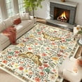 thumbnail image 6 of Garvee 8'x10' Farmhouse Floral Area Rug Botanical Butterfly Printed Carpet, Washable Rug with Non Slip TPR Backing Low Pile Indoor Mat for Living Room Bedroom Office, Beige, 6 of 8