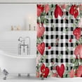 thumbnail image 2 of Valentine's Day Love Heart Shower Curtain Set - 48" x 72" Washable Bathtub Curtain with 12 Hooks, Eucalyptus Black Plaid Love Heart Waterproof Fabric Stall Shower Curtains for Bathroom/Bathtub Décor, 2 of 6