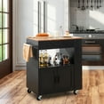 thumbnail image 2 of Costway Kitchen Island Cart Rolling Storage Cabinet w/ Drawer & Spice Rack Shelf Black, 2 of 10