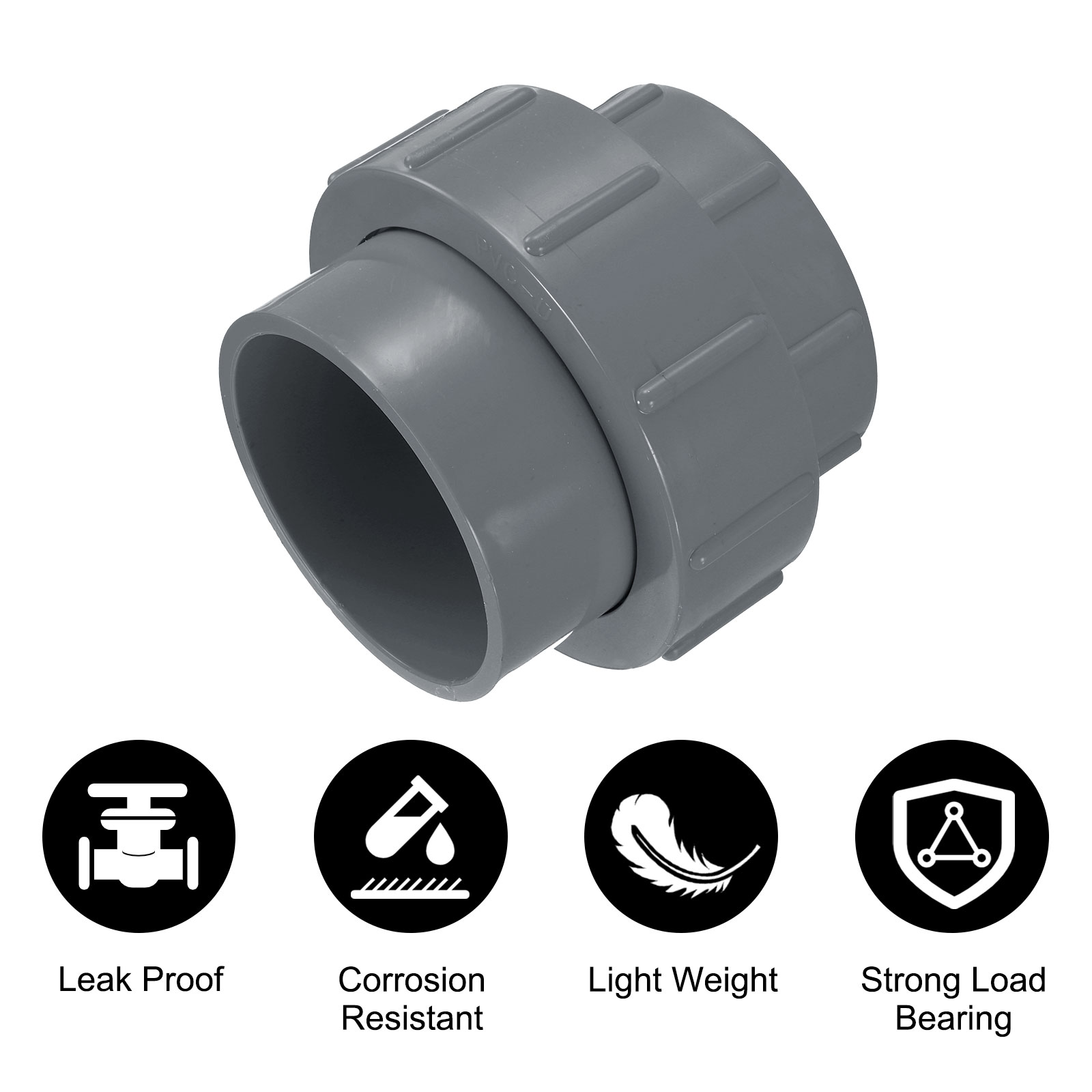 Unique Bargains Union Coupling Pipe Fitting Socket x Socket Adapter 40 Gray 3"