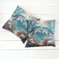 thumbnail image 5 of Ambesonne Whale Throw Pillow Cover Pack of 2, Aqua Art Deep Ocean Cartoon, 2 Pcs-26"x16", Sea Blue and Coral, 5 of 5