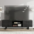 thumbnail image 5 of Garvee Industrial TV Stand for 80 Inch TV, Modern Black Wood Entertainment Center with 2 Drawers, Heavy Duty Metal Legs, Open Storage, Media Console Table, 5 of 7