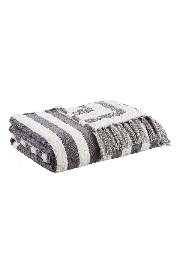Textured Cozy Woven Chenille Throw, 50"x72", Grey Arch