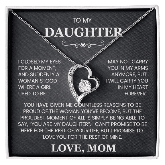 Daughter Necklace, Forever Love Heart Necklace, Perfect for Birthday, Christmas, Graduation
