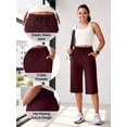 thumbnail image 5 of Cadmus Women's 15'' Long Bermuda Shorts Below The Knee Capri Sweatpants Loose Comfy Athletic Shorts with Pockets,Wine Red,Large, 5 of 8