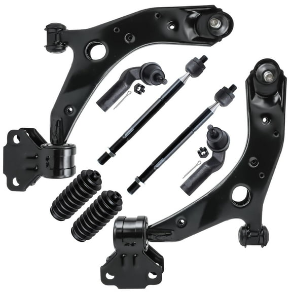 Detroit Axle - Front 8pc Suspension Kit for 2010-2013 Mazda 3 Sport, 2 Lower Control Arms w/Ball Joints 4 Tie Rods 2 Boot & Bellows 2010 2011 2012 2013 Replacement