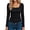 A-Black, variant on Slim Fit Blouse for Women Long Sleeve Square Neck Shirts Ribbed Fall Ladies Casual Basic Tops