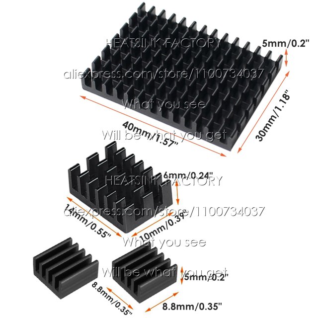 4pcs/set DIY Raspberry Pi Aluminum Heatsink Kit With Thermal Pad for Raspberry Pi 4 / 4B Model B Black With Pad 1set(4pcs)