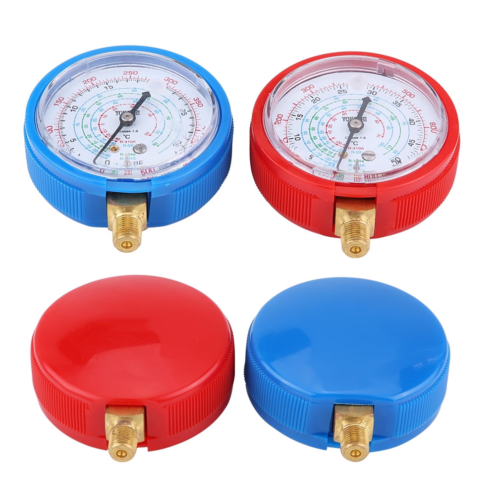 Tebru Air Conditioner Pressure Gauge,Pair of Air Conditioner R410A R134A R22 Refrigerant High & Low Pressure Gauge Kit ,Air Conditioner Refrigerant Gauge
