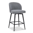 thumbnail image 2 of CHITA 27" Swivel Upholstered Counter Bar Stools set of 3 with Back & Metal Legs, Fabric in Gray, 2 of 11