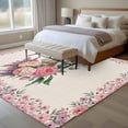 thumbnail image 4 of Large Area Rugs for Living Room Bedroom, Easter Bunny Roses 8'x10' Rug Washable Carpet Runner Indoor Outdoor, Pink Floral Spring Linen Non Slip Floor Mats Rug for Kitchen, Patio, 4 of 8