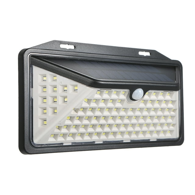 Outdoor Solar-Powered 102 LED Motion Sensor Wall Light with 3-Side Illumination, IP65 Waterproof ABS Garden Lamp, 120° 3-5m Induction, 3 Modes (Motion Sensing/Dim Light/Constant On), 200Lux White