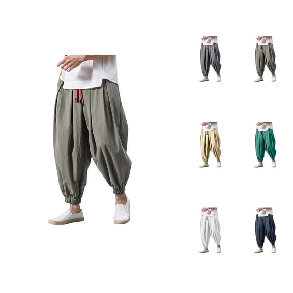 Harem Pants for Men 2026 Fashion Wide Leg Drop Crotch Drawstring Baggy Hippie Pants Trousers