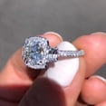 thumbnail image 2 of 3.50TCW Cushion Cut Lab Created Diamond Three Stone Engagement Ring 14k White Gold Plated, 2 of 5