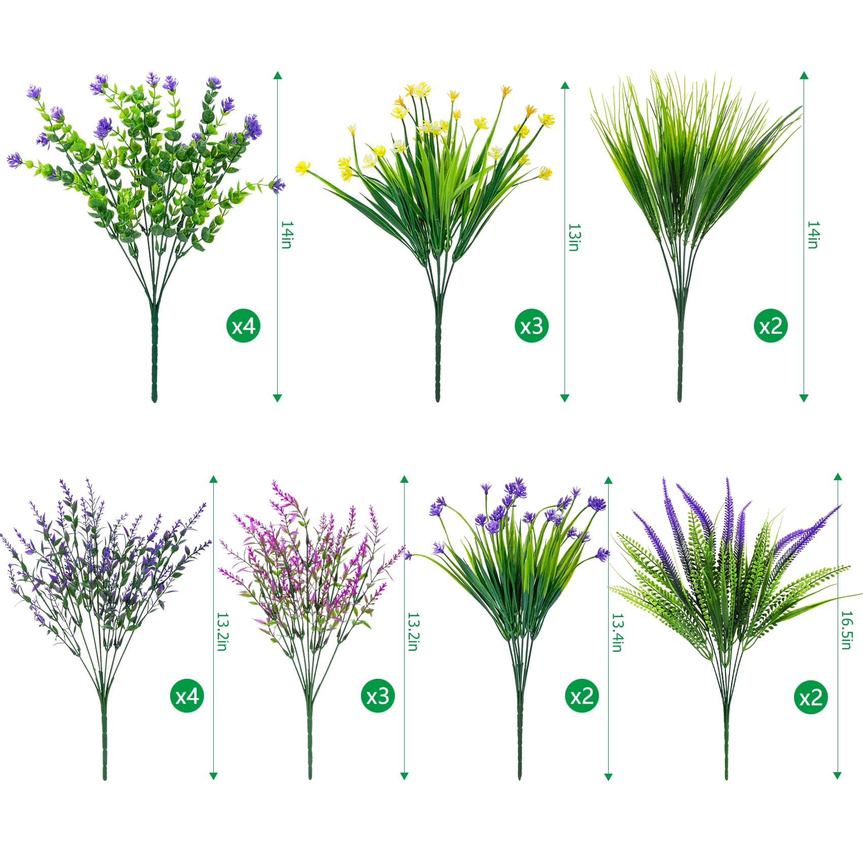 KUNPENG 20 Bundles Artificial Greenery Fake Plants for Outdoor, UV Resistant Faux Boxwood Shrubs for Window Box Porch Garden Decor, Indoor Outdoor Plastic Grass Stems for Home Office Decoration