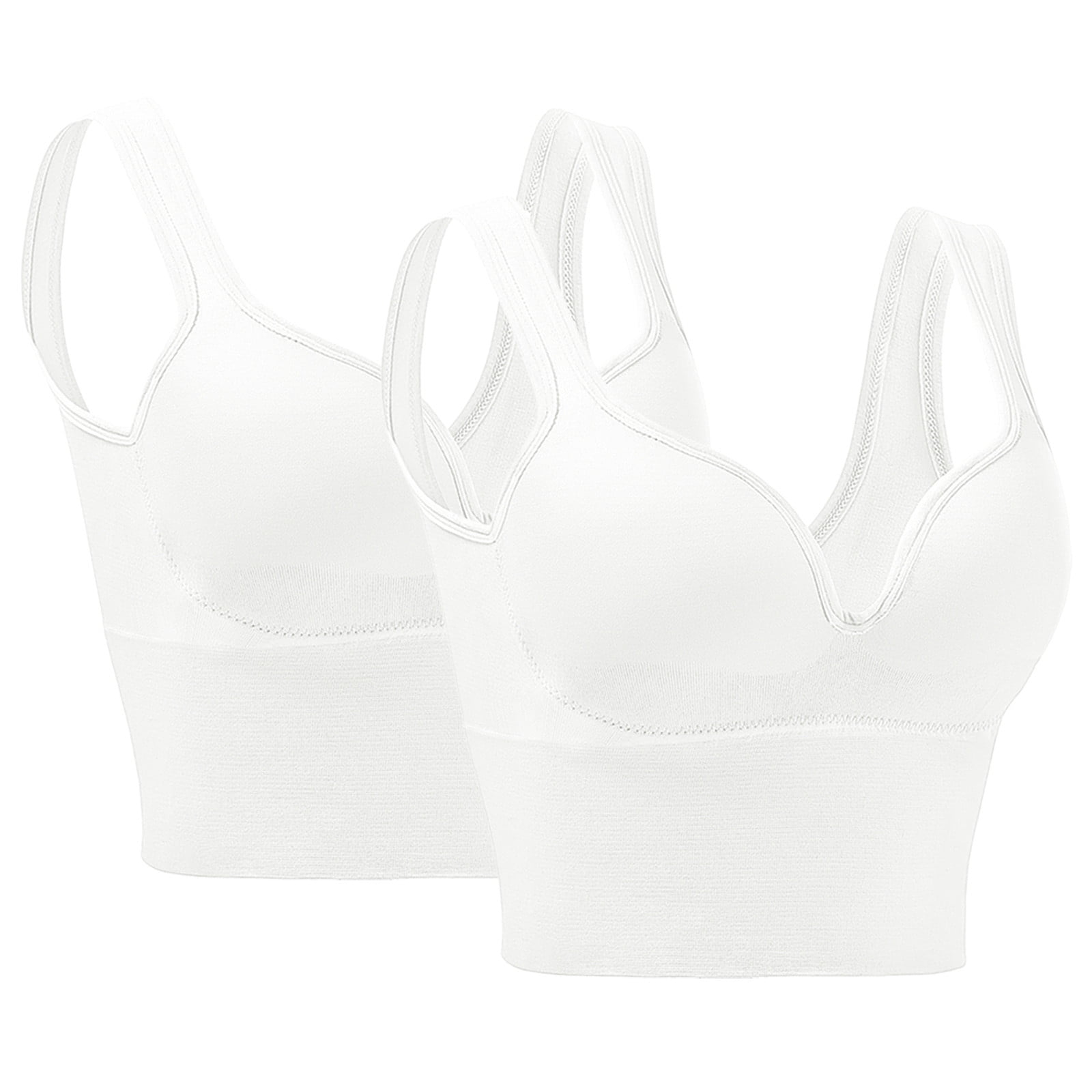 2 Pieces Womens Sports Bra No Wire Comfort Sleep Bra Plus Size Workout Activity Bras With Non Removable Pads Shaping Bra