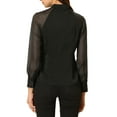 thumbnail image 3 of MODA NOVA Juniors Casual Keyhole Neck Sheer Long Sleeve Blouse Black XS, 3 of 6