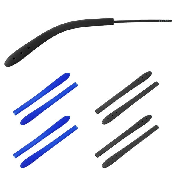 Uxcell 4 Pairs Eye Glass Replacement Temples, Silicone Anti-Slip Eyeglass End Tips Glasses Retainers Fits 1.6x2.4mm for Rectangle Thin Metal Eyeglass Sunglasses Temple, Black/blue