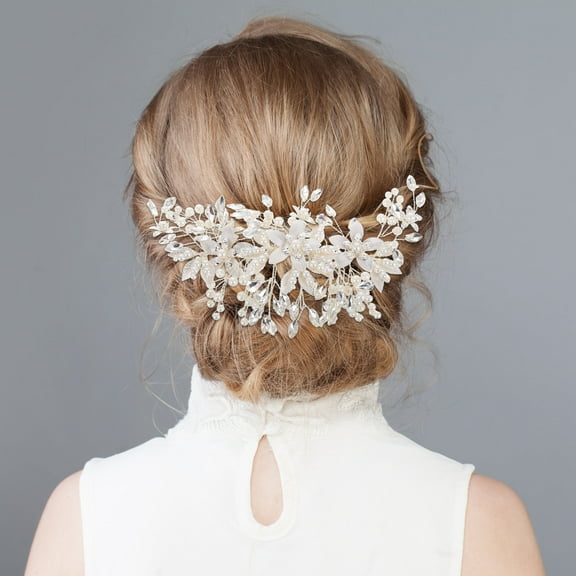 TABLZONE Bridal Styling Comb Rhinestone Headpiece for Women Silver 1 Pcs