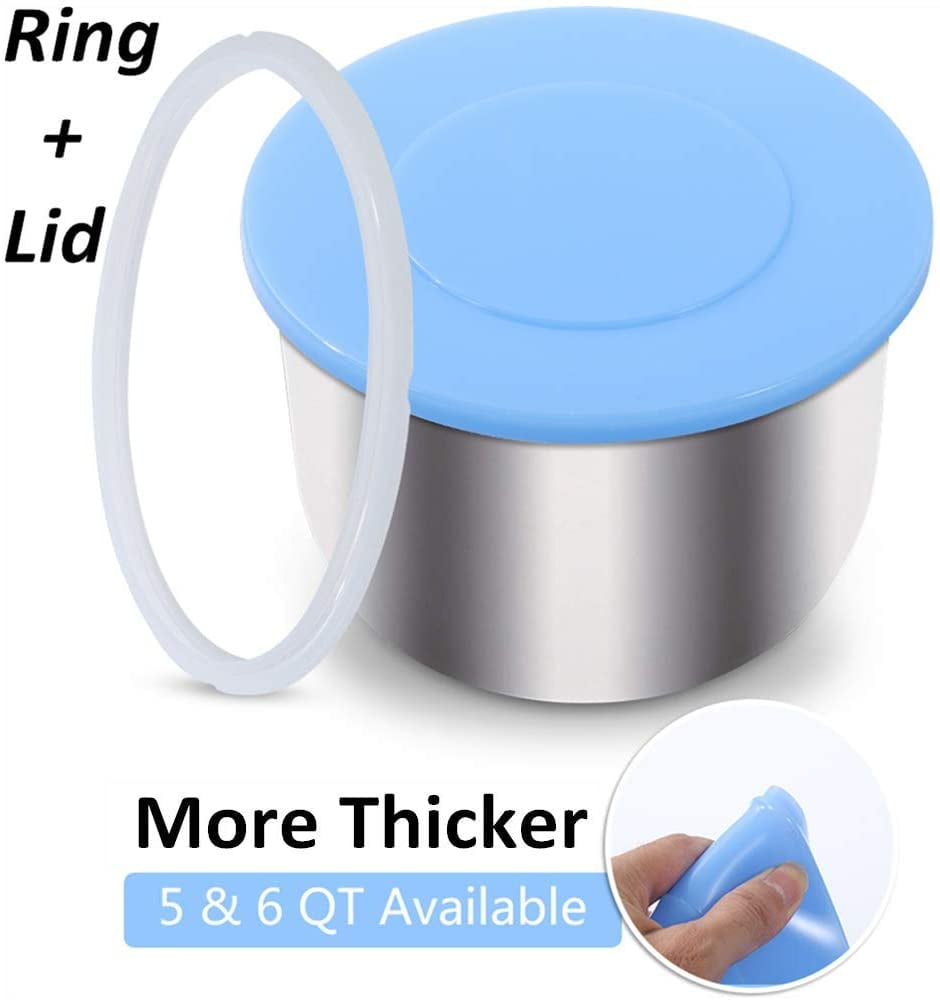 Genuine Instant Pot Ceramic Non-Stick Interior Coated Inner Cooking Pot 6 Quart Red/Blue 6 Quart & Genuine Instant Pot Sealing Ring 2-Pack 