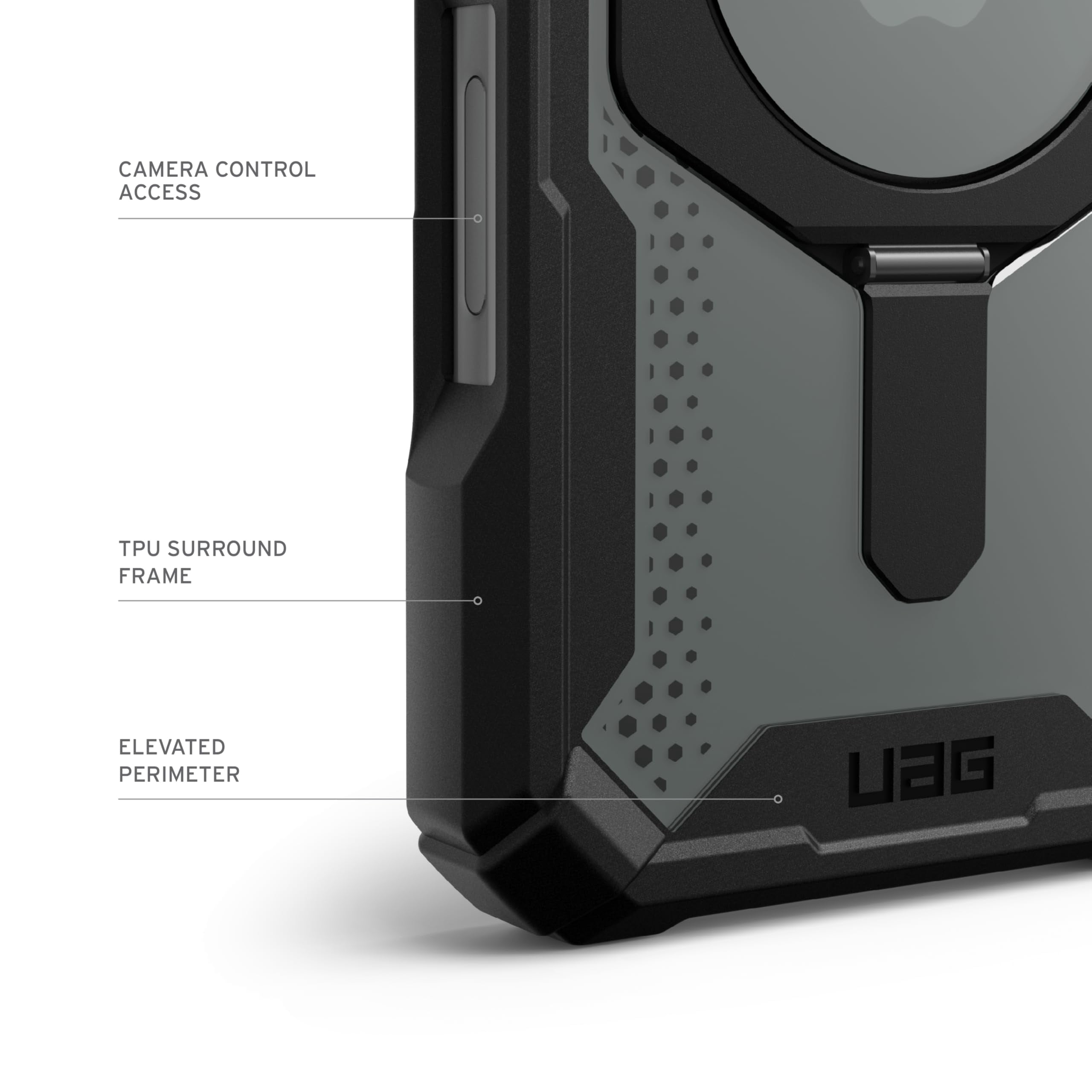 UAG iPhone 16 Case 6.1" Plasma XTE - Compatible with MagSafe Charging& Kickstand Rugged Shockproof Anti-Slip Military Grade Protective Cover, Black/Orange