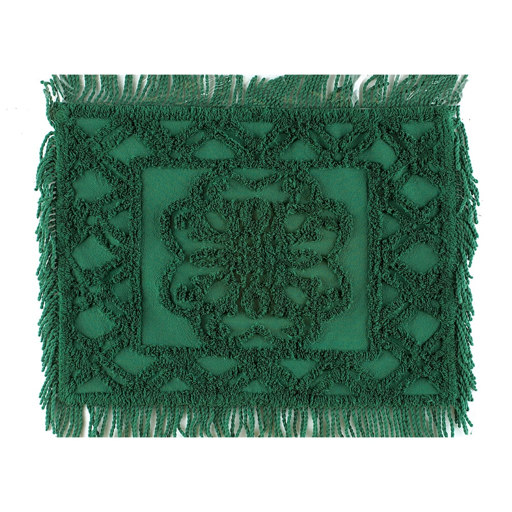 Collections Etc Elegant Chenille Lattice Scroll Design with Fringe Pillow Sham, Green, Sham