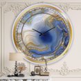 thumbnail image 3 of Designart Agate Jaspe Doré Bleu Océan I horloge murale, 3 of 3