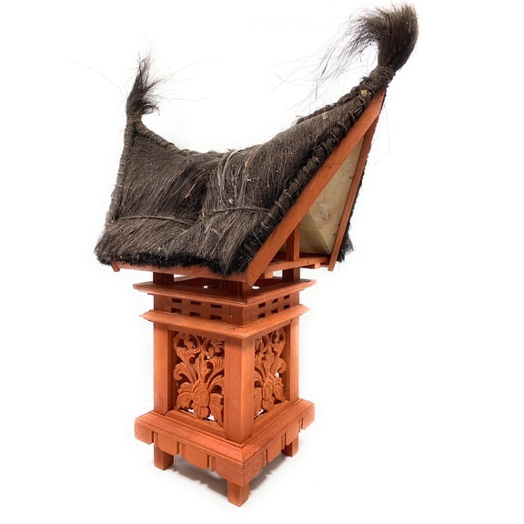 Traditional Balinese Lantern 24" w/ Coconut Husk Roof & Carved Siding | #tks05