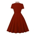 thumbnail image 3 of 2025 Women's Vintage Contrast Collar Dresses Elegant Formal Swing Dress Short Sleeve Party Cocktail Dresses, 3 of 6