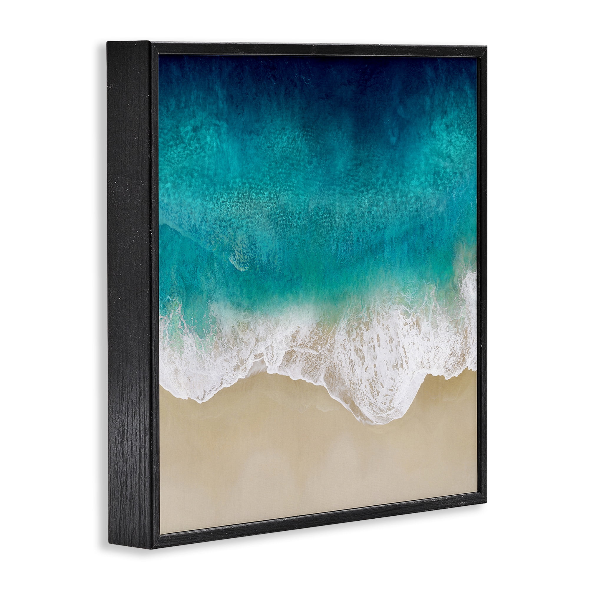 Stupell Industries Aerial Tropical Blue Tide Nature Painting Black Framed Art Print Wall Art, 17 x 17