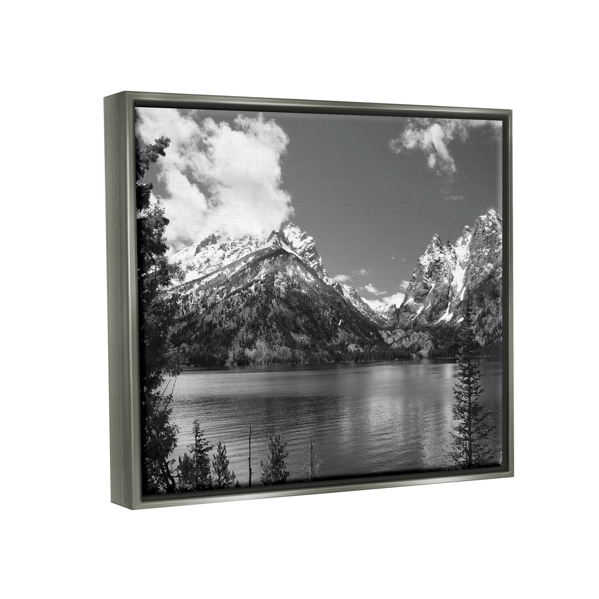 Stupell Industries Nature Pond Landscape Landscape Photography Gray Floater Framed Canvas Art Print Wall Art, 21 x 17
