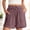Purple women linen shorts a1, variant on Cagogo Women Linen Cotton Shorts Elastic High Waist Flowy Casual Solid Boho Beach Vacation Loose Shorts with Pockets Summer Travel Lounge Trousers, Blue M