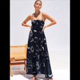 thumbnail image 4 of Vestido Maxi Estampado para Mujer, con Tirantes Finos, Floral, Estilo Bohemio, Fluido, para Playa y Vacaciones de Verano. Azul Oculto XXL, 4 of 7