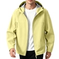 thumbnail image 2 of USNSM Mens Fleece Zipper Jacket Lightweight Insulated Water Resistant Windbreaker Hooded Fall Winter Jackets for Golf Casual Yellow M, 2 of 8