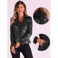 thumbnail image 2 of DARING DIVA Women's Zip Up Faux Leather Cropped Jacket S Black, 2 of 6