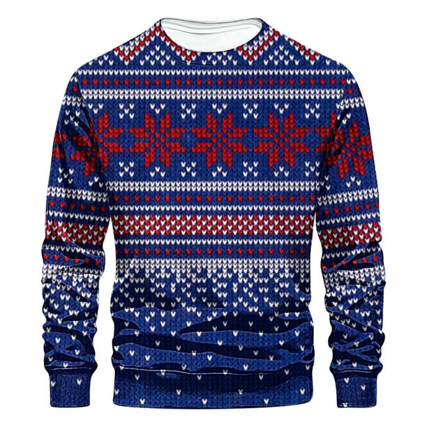 Sudadera sin capucha para hombre, informal, a la moda, con cuello redondo, estampado, de manga larga