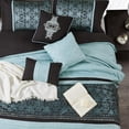 thumbnail image 3 of Nanshing Marley 7 Piece Damask Comforter Set, Aqua/Black, Queen , Jacquard with matching solid piece work, 3 of 7