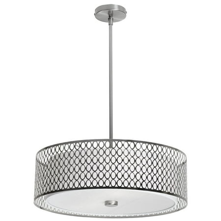 - Dainolite 3 Light Pendant w/Laser Cut Shade - Satin Chrome