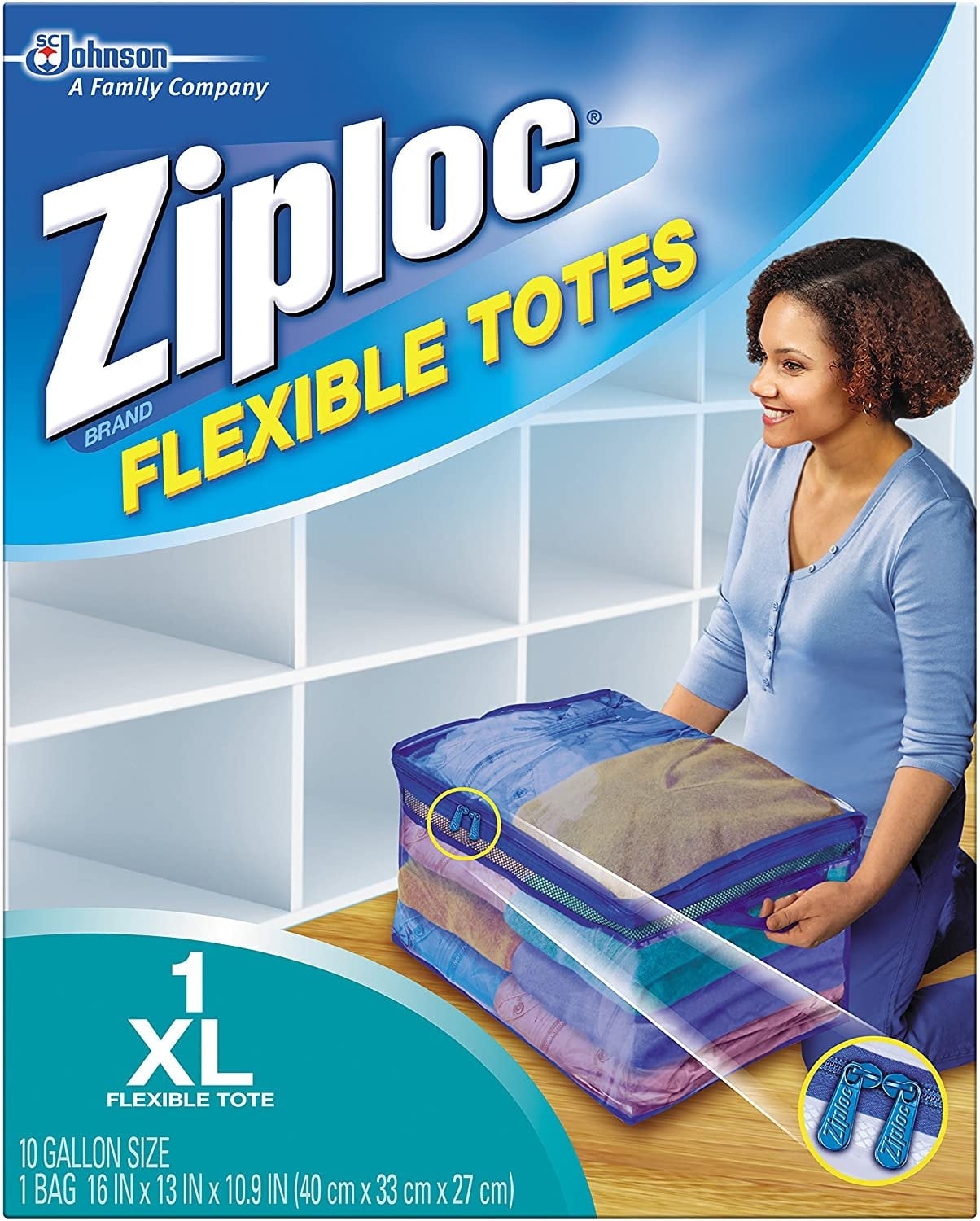 Ziploc Storage Bags for Clothes, Flexible Totes for Easy and Convenient Storage, XL, Pack of 4